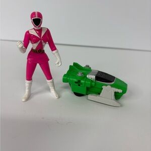 Pink Power Ranger and Green Action Figure with Vehicle